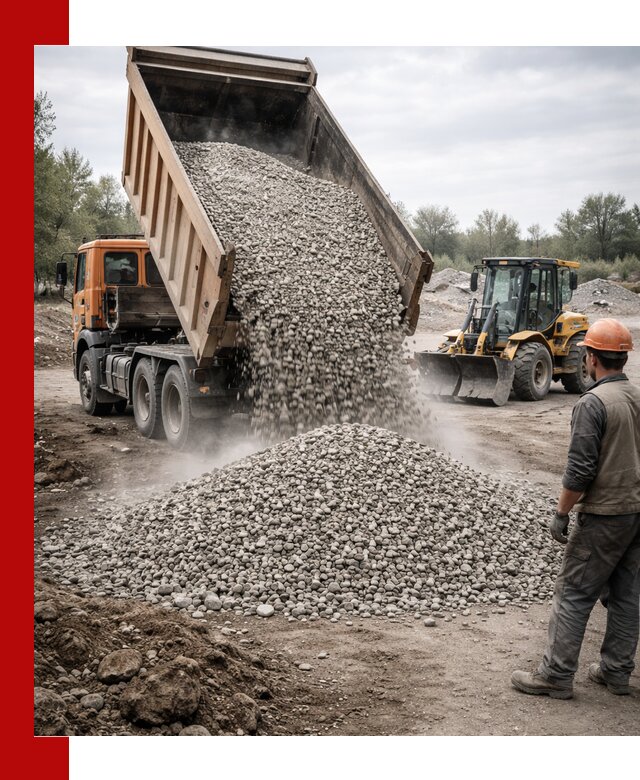 Доставка щебня в Междуреченске крупными и мелкими фракциями