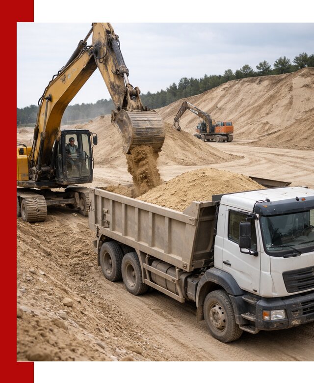 Доставка карьерного песка с самосвалами и разгрузкой в Междуреченске