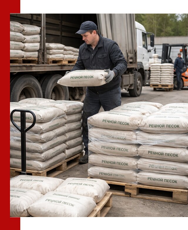 Речной песок в мешках с доставкой в Междуреченске