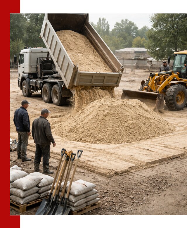 Доставка мытого песка в Междуреченске с самосвалами по выгодной цене