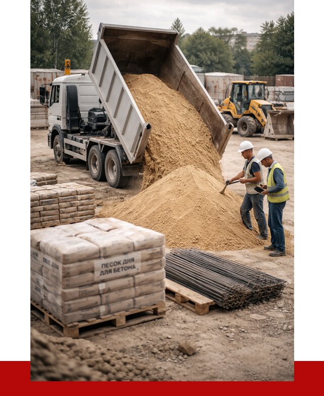 Песок для бетона в Междуреченске от 2526 р. с доставкой, ПРОНЕРУДМжд