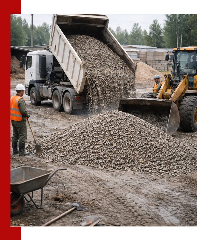 Мытый гравий с доставкой в Междуреченске от карьера до участка