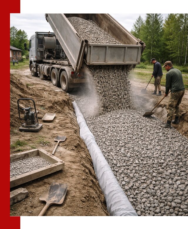 Гравий для дренажа с доставкой в Междуреченске качественный и недорогой