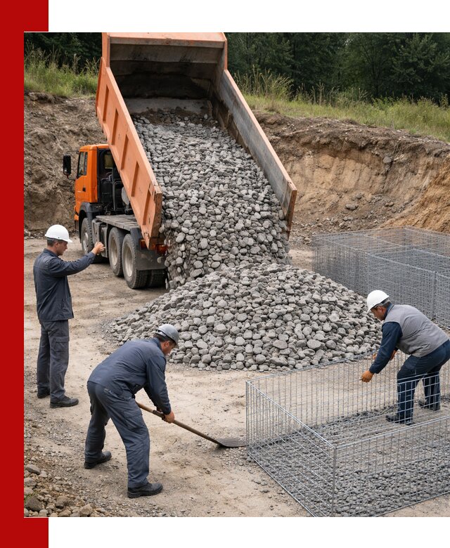 Камень для габионов с доставкой в Междуреченске быстро и надёжно