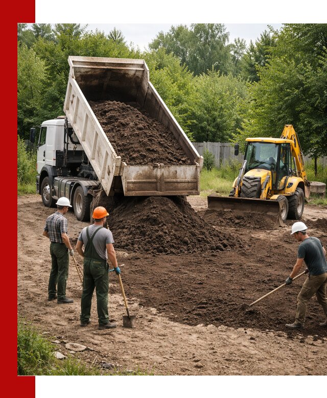 Доставка и укладка грунта для выравнивания участка в Междуреченске