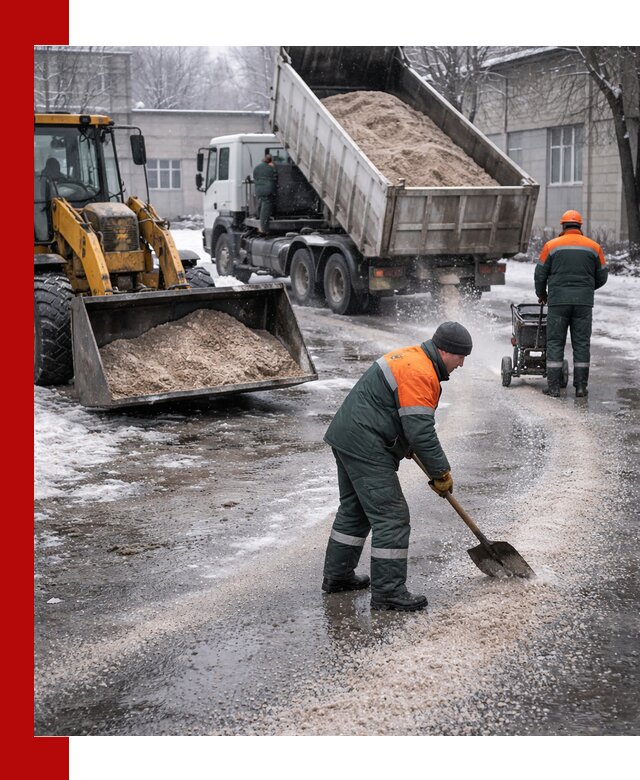 Реагент против гололеда с доставкой и нанесением в Междуреченске