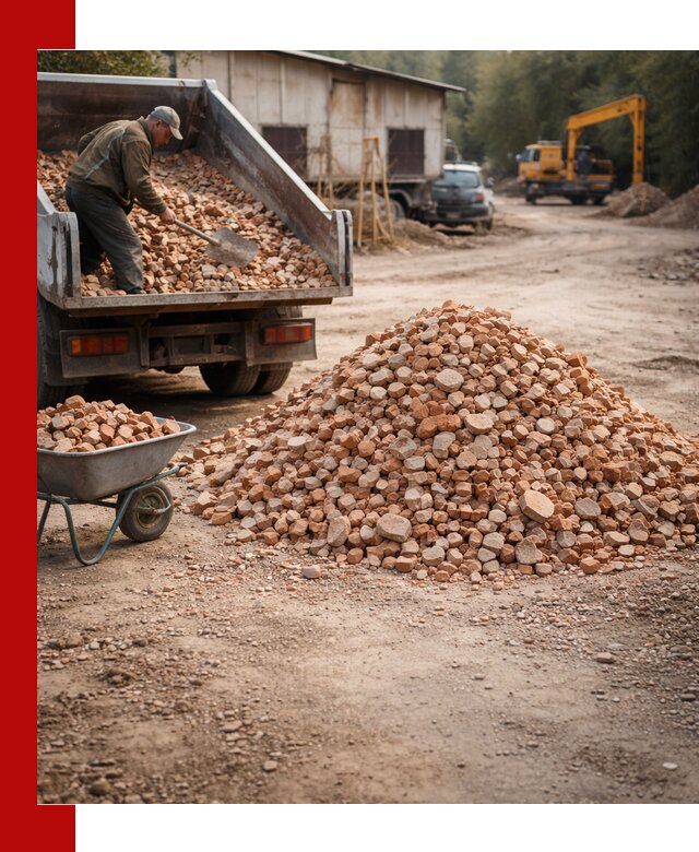 Доставка и подушка из боя кирпича с разгрузкой в Междуреченске