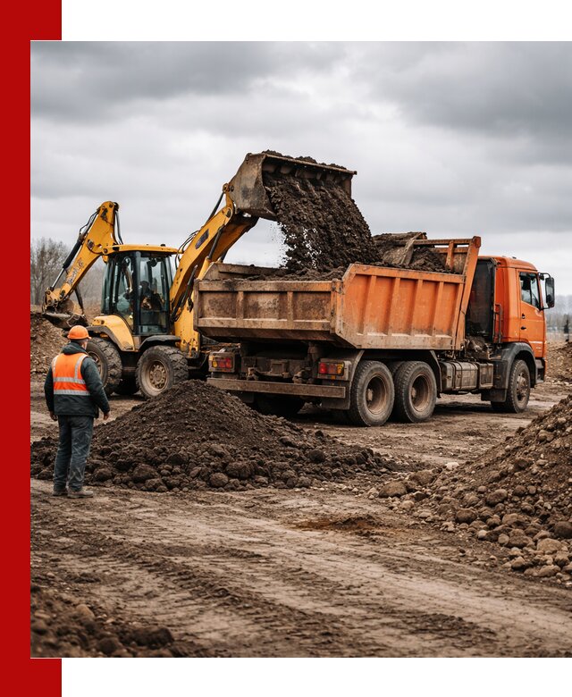 Вывоз грунта и строительного мусора в Междуреченске грузовыми самосвалами