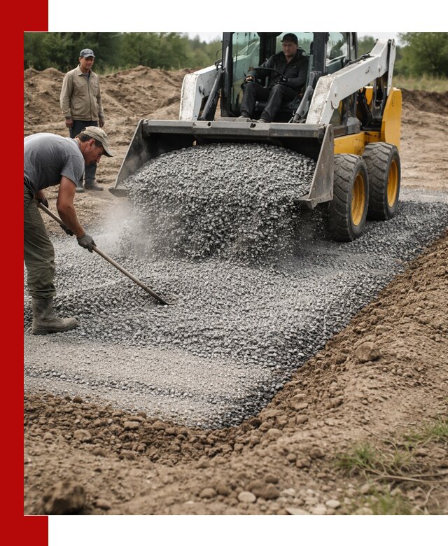 Устройство щебеночной подушки в Междуреченске для дорог и фундаментов